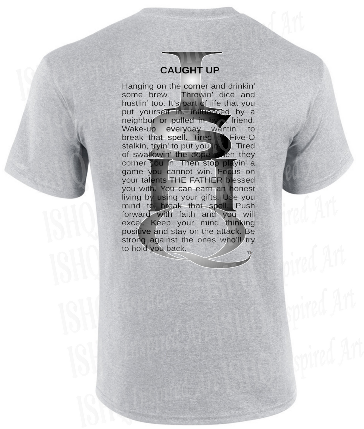 Caught Up grey retail urban graphic t-shirt featuring original artwork and inspirational poetry