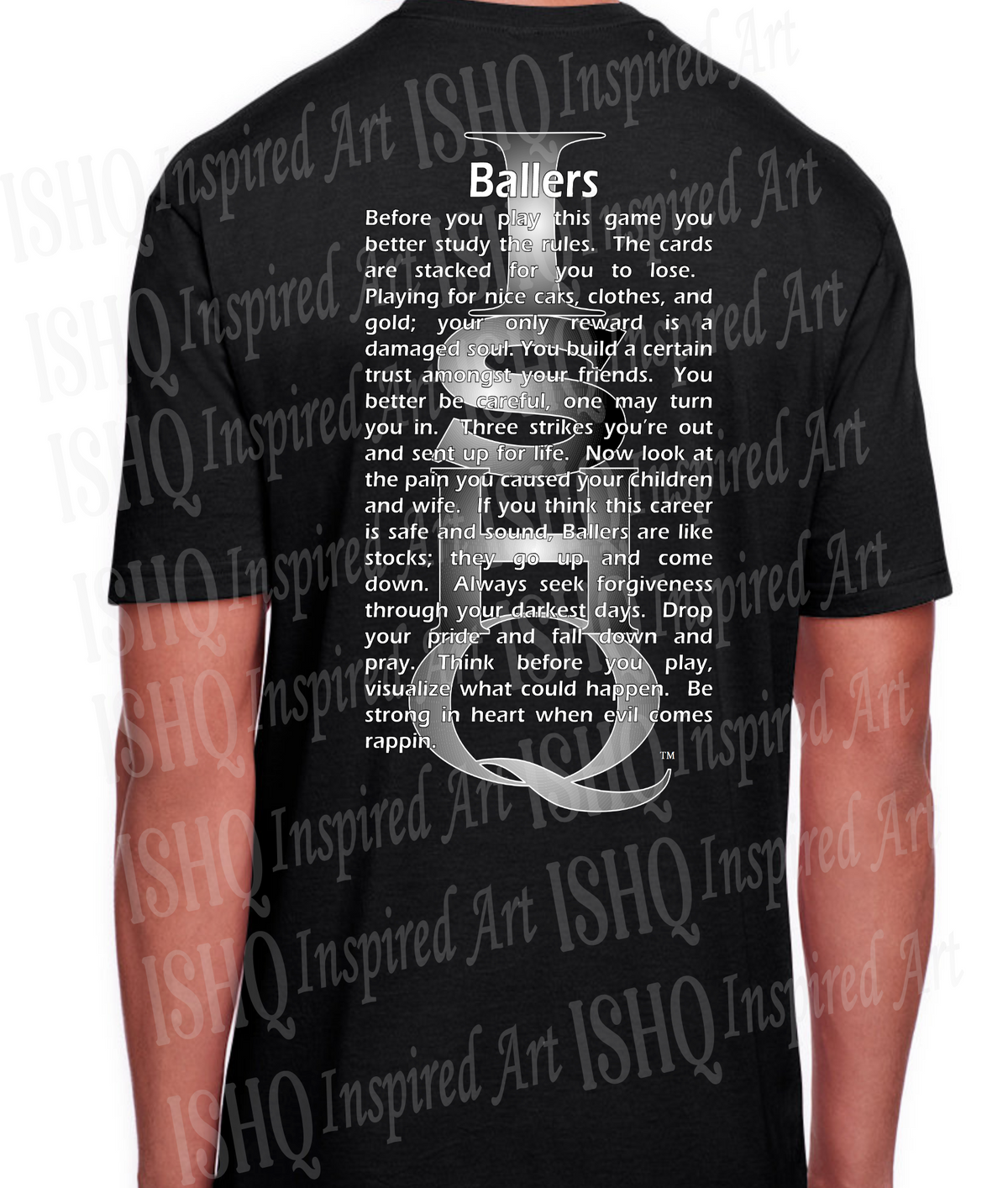 Ballers black retail urban graphic t-shirt featuring original artwork and inspirational poetry