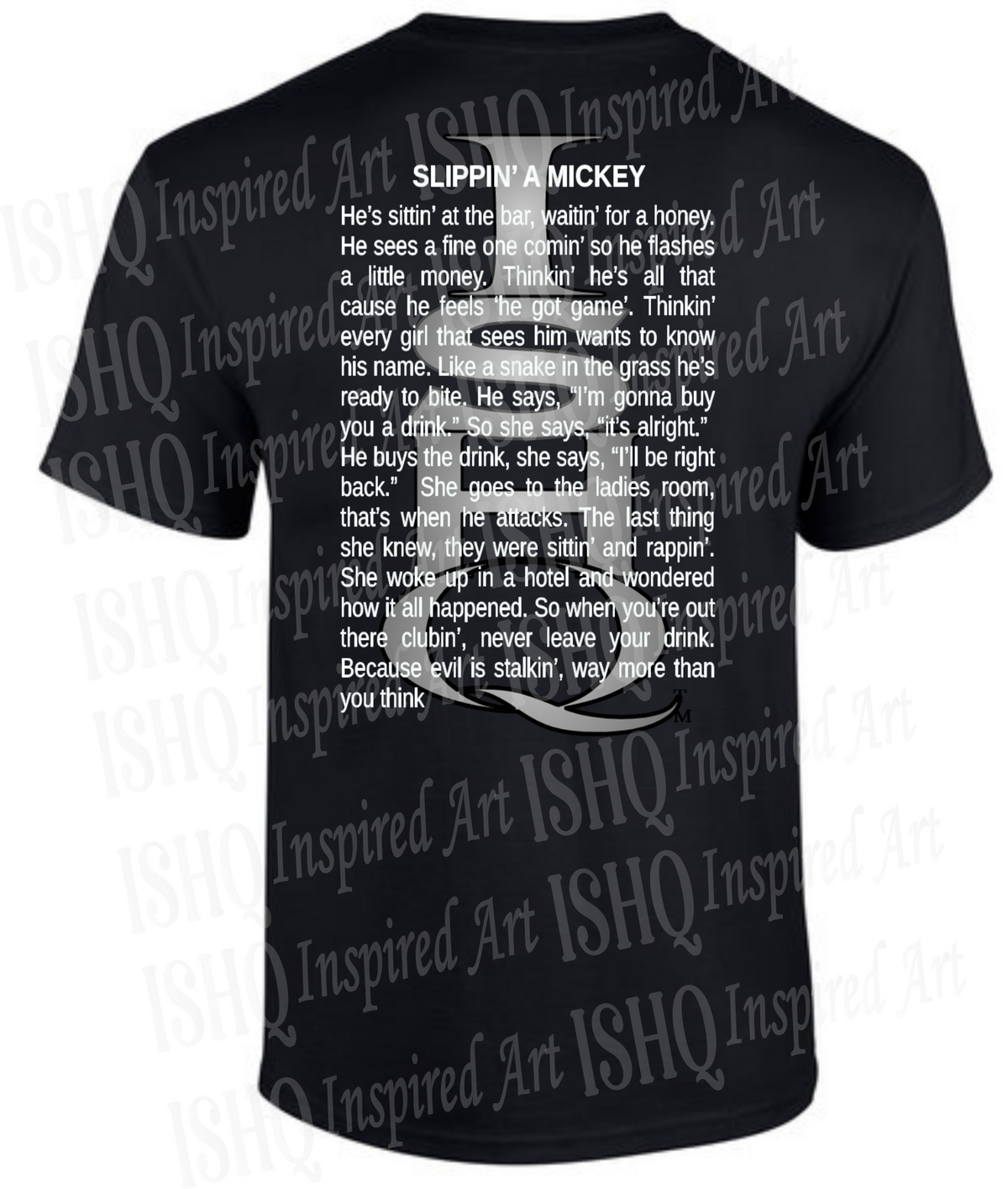 Slippin A Mickey black retail urban graphic t-shirts with inspirational poetry sold in individual shirts